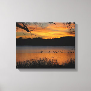 Sonnenuntergang auf See eingewickeltem Leinwanddruck