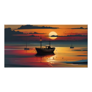 Sonnenuntergang auf See Fotodruck