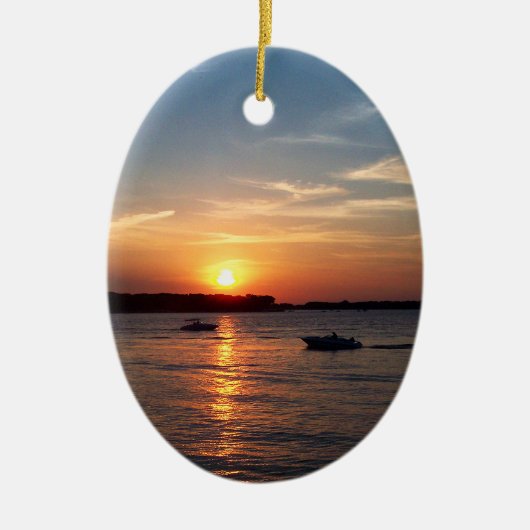 Sonnenuntergang auf See Okoboji, Iowa Keramikornament (Vorne)