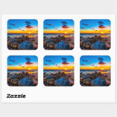 Sonnenuntergang auf See Quadratischer Aufkleber (Blatt)