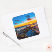 Sonnenuntergang auf See Quadratischer Aufkleber (Umschlag)