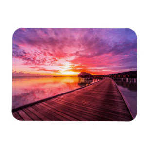 Sonnenuntergang auf Wasser-Landhaus-Erholungsort Magnet