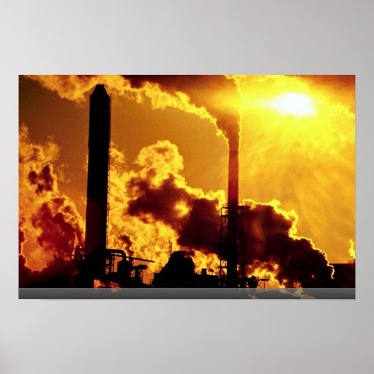 Sonnenuntergang auf Zellstofffabrik verstärkt die Poster (Vorne)