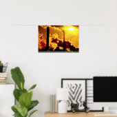 Sonnenuntergang auf Zellstofffabrik verstärkt die Poster (Heimbüro)