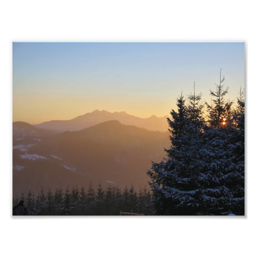 Sonnenuntergang Aussicht auf die Tatra Fotodruck (Vorne)