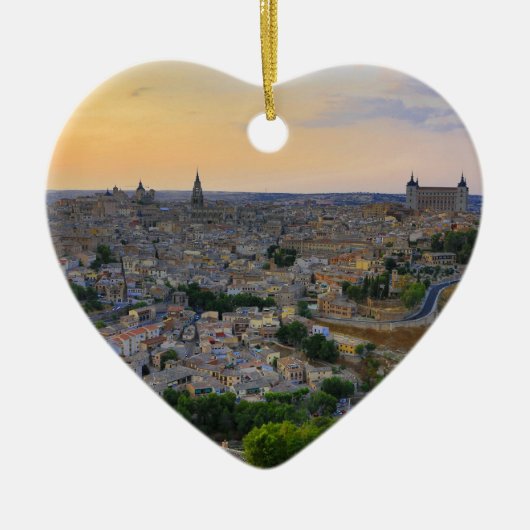 Sonnenuntergang Aussicht auf Toledo Spanien Keramikornament (Vorne)