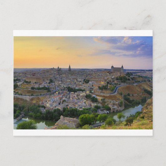 Sonnenuntergang Aussicht auf Toledo Spanien Postkarte (Vorderseite)