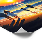 Sonnenuntergang-Badefarbe Poster (Ecke)