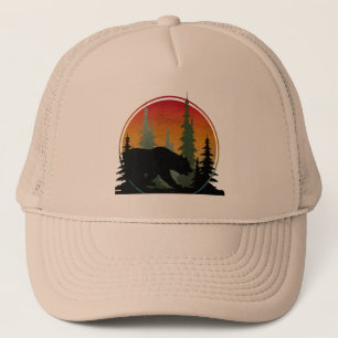 Sonnenuntergang Bär Natur Wald Tier Truckerkappe