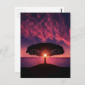 Sonnenuntergang-Baum Postkarte (Vorne/Hinten)
