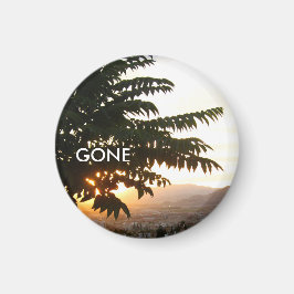 Sonnenuntergang Bäume Spanien Foto Runde Magnet