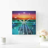 Sonnenuntergang Beach Bass Gitarre Wall Uhr (Zuhause)