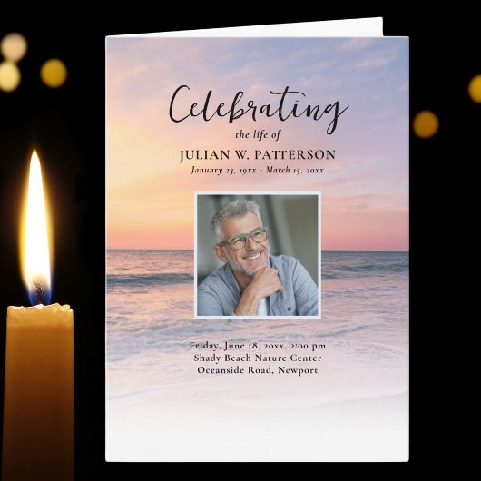 Sonnenuntergang Beach Foto Feier zum Leben Beerdig Programm