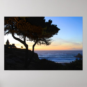 Sonnenuntergang, Beach House, Cliff Poster