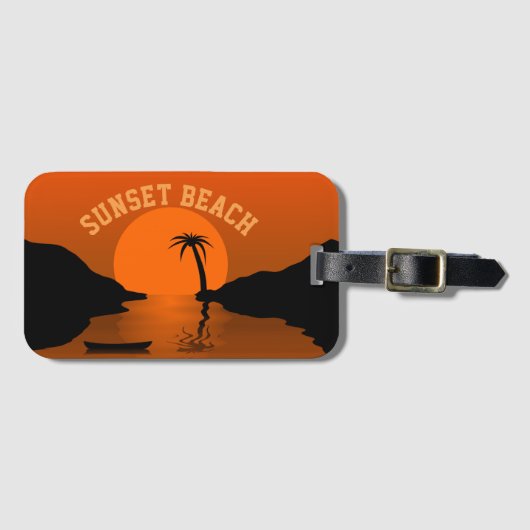 Sonnenuntergang Beach Tropical Orange Art Gepäckanhänger (Vorderseite (Horizontal))
