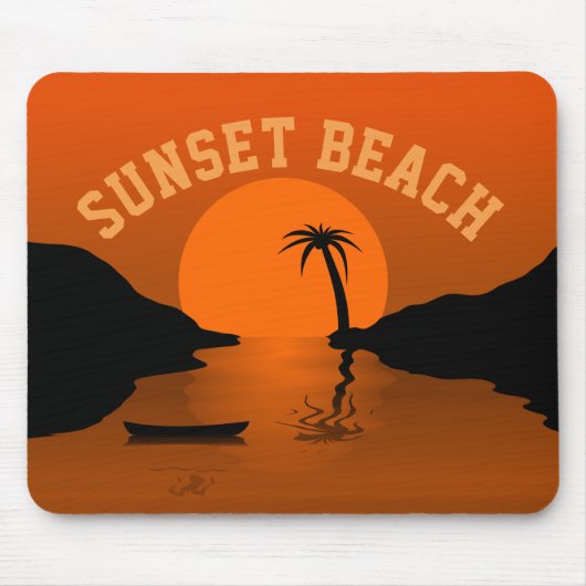 Sonnenuntergang Beach Tropical Orange Art Mousepad (Vorne)
