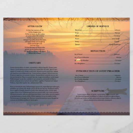 Sonnenuntergang Beerdigungsvorlage (Rückseite)