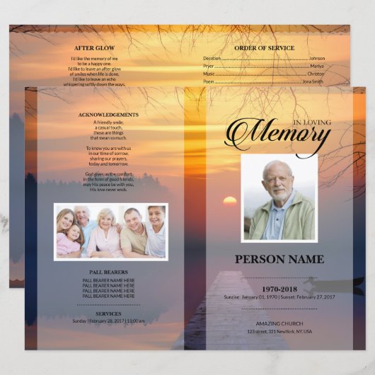 Sonnenuntergang Beerdigungsvorlage (Vorne/Hinten)