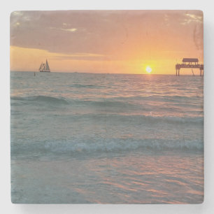 Sonnenuntergang bei Clearwater Beach Magnet Steinuntersetzer