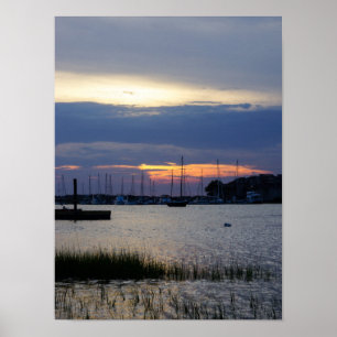 Sonnenuntergang bei Folly Harbor Poster