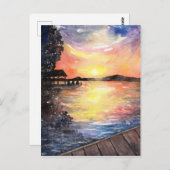 Sonnenuntergang bei Hütte Postkarte (Vorne/Hinten)