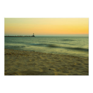 Sonnenuntergang bei Ludington Light Fotodruck