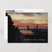 Sonnenuntergang bei Soo Locks Postkarte (Vorne/Hinten)