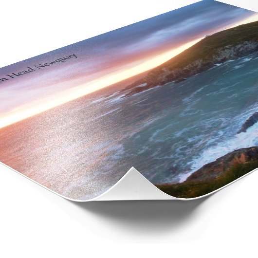 Sonnenuntergang bei Towan Head Newquay Cornwall En Fotodruck (Ecke)