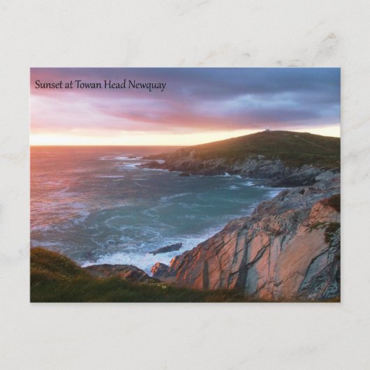 Sonnenuntergang bei Towan Head Newquay Cornwall En Postkarte (Vorderseite)