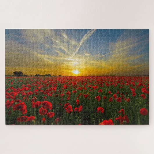 Sonnenuntergang beim Mohnfeld-Puzzle Puzzle (Horizontal)