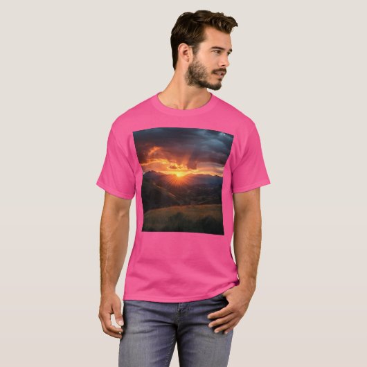 Sonnenuntergang Berge Landschaft Berge Landschaft T-Shirt (Vorne ganz)