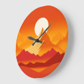Sonnenuntergang Berggipfel Landschaftsbild Illustr Große Wanduhr (Winkel)