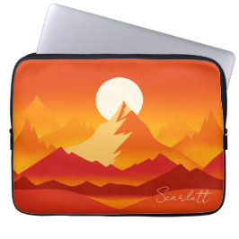 Sonnenuntergang Berggipfel Landschaftsbild Illustr Laptopschutzhülle