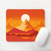 Sonnenuntergang Berggipfel Landschaftsbild Illustr Mousepad (Mit Mouse)