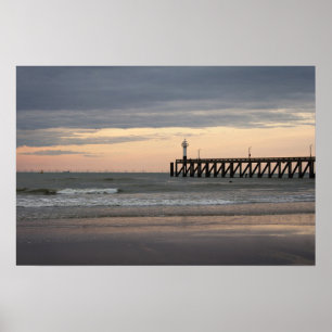 Sonnenuntergang Blankenberge, belgische Küste Poster