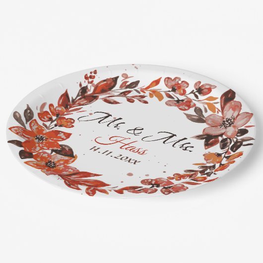 Sonnenuntergang Blume Pappteller (Schrägansicht)