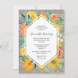 Sonnenuntergang-Blüten-Blumenrahmen-Brautparty Einladung