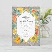Sonnenuntergang-Blüten-Blumenrahmen-Brautparty Einladung (Stehend Vorderseite)