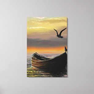 Sonnenuntergang Boat Canvas Druckruhe Leinwanddruck