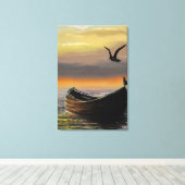 Sonnenuntergang Boat Canvas Druckruhe Leinwanddruck (Insitu (Holzboden))