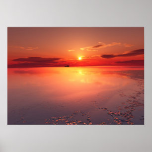 Sonnenuntergang: brennendes Eis Poster