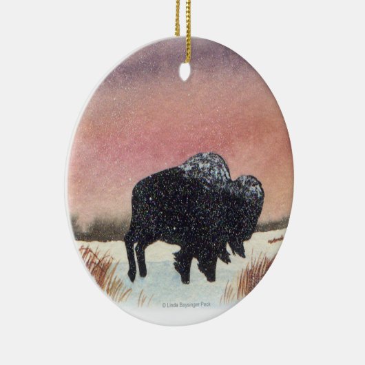 Sonnenuntergang-Büffel-Malerei Keramik Ornament (Rechts)