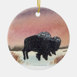 Sonnenuntergang-Büffel-Malerei Keramik Ornament