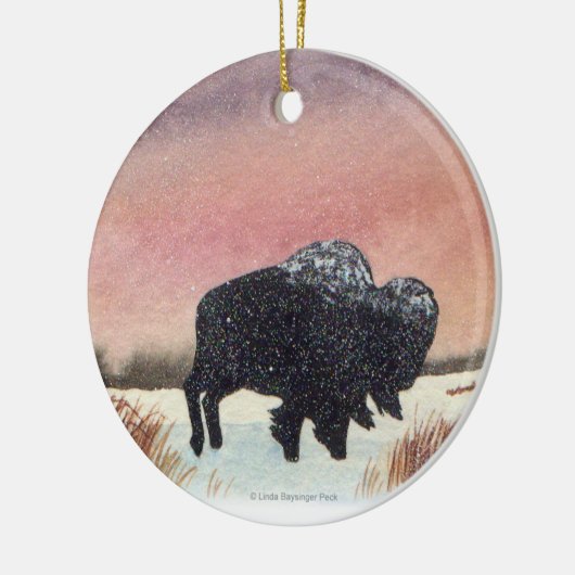 Sonnenuntergang-Büffel-Malerei Keramik Ornament (Links)