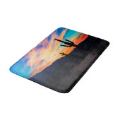 Sonnenuntergang Cactus, Wüstendusche Badematte (Schrägansicht)