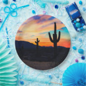 Sonnenuntergang Cactus, Wüstendusche Pappteller (Party)