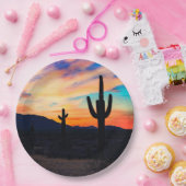 Sonnenuntergang Cactus, Wüstendusche Pappteller (Party)