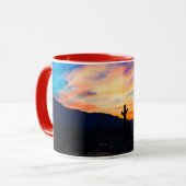 Sonnenuntergang Cactus, Wüstendusche Tasse (Vorderseite Links)
