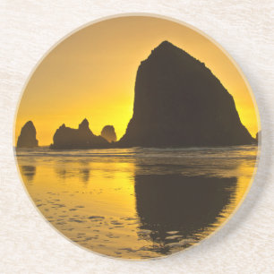 Sonnenuntergang, Cannon Beach, Oregon, USA Sandstein Untersetzer
