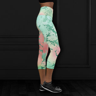 Sonnenuntergang Cantaloupe Cassis und Neo Mint Capri Leggings